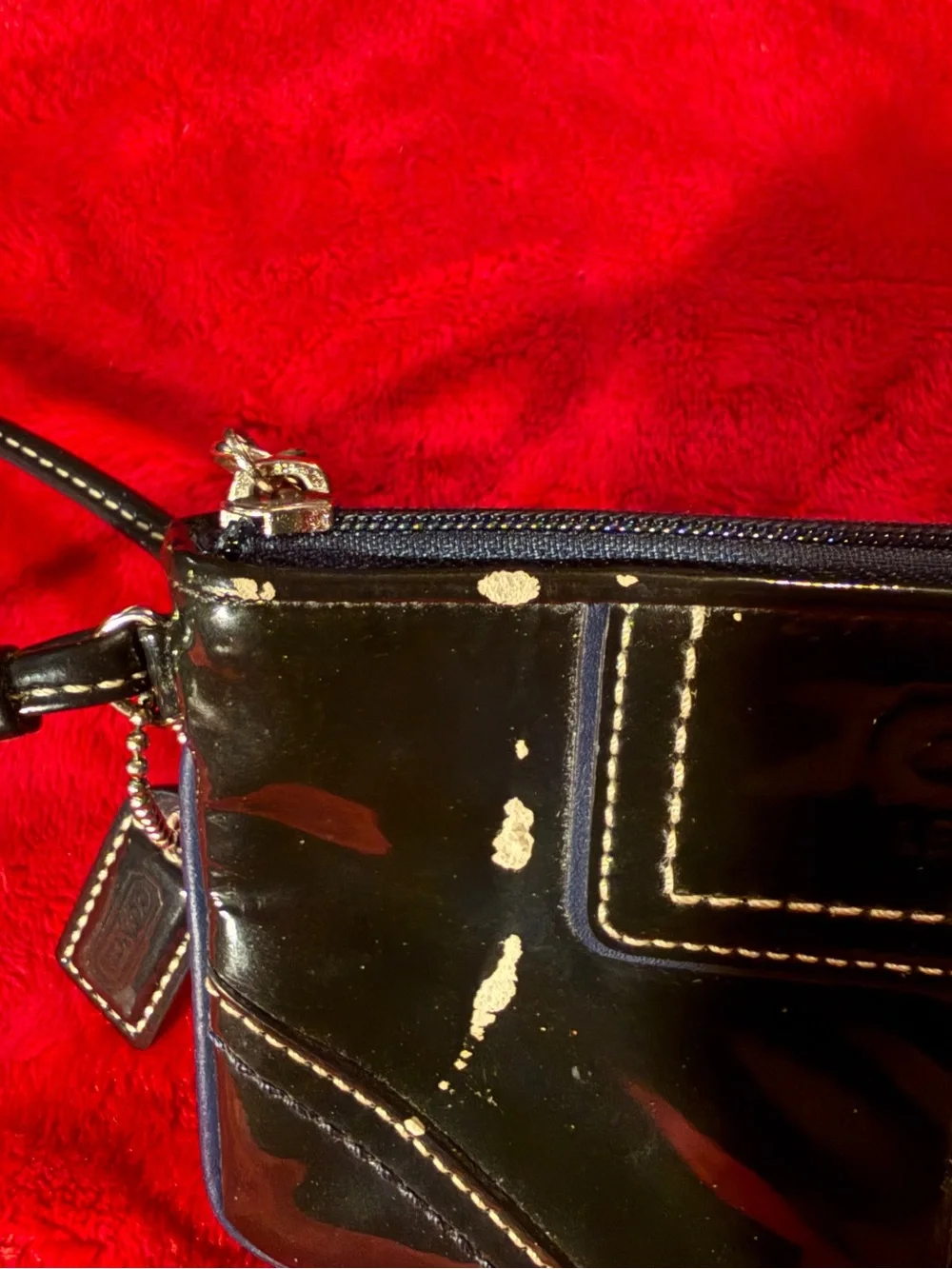 COACH Vintage Black Patent Leather Wristlet Clutch Pouch